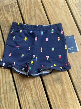 crown & ivy Navy Ice Cream & Popsicle Ruffle Shorts girls 6X